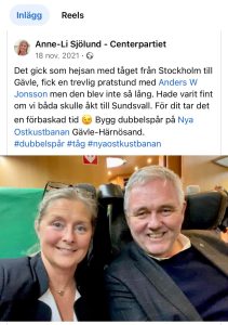 Skärmavbild på Anne-Li Sjölunds facebookinlägg.